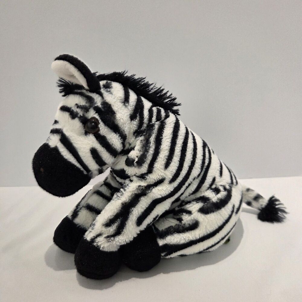 Wild Republic Zebra Bean Soft Toy 12" Plush Stuffed Animal Weighted Green Tag
